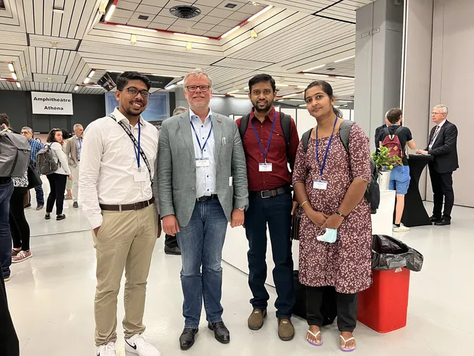 Himanshu Kumar with three colleagues at MIE 2022 in Nice